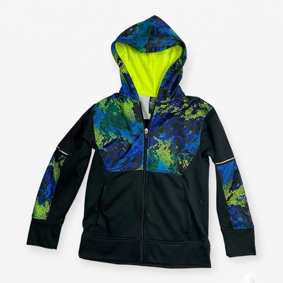 Boys Youth champion Place Black and Blue Kids Hoodie and gray crew neck sweater - Picture 4 of 6